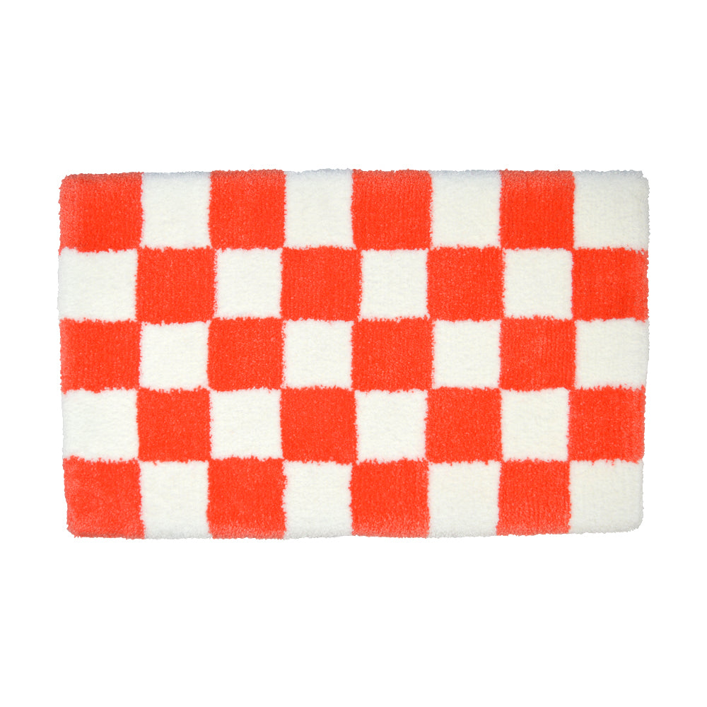 Casaprima Blood Orange & White Checkerboard Rug Detail