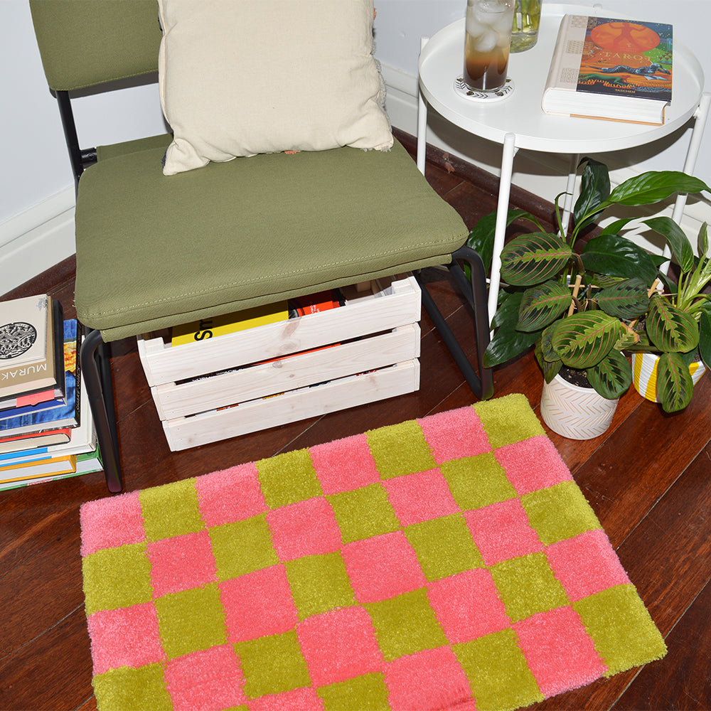 Casaprima Green & Pink Checkerboard Rug