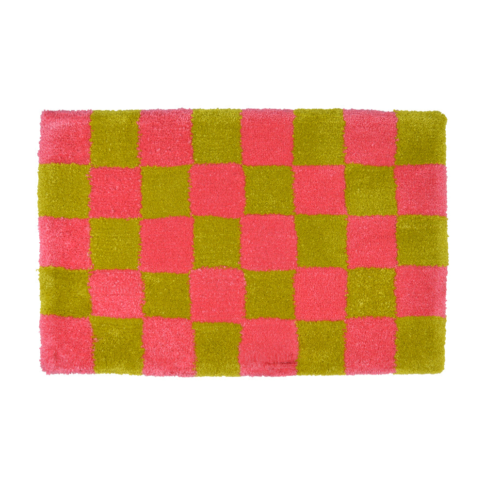 Casaprima Green & Pink Checkerboard Rug Detail