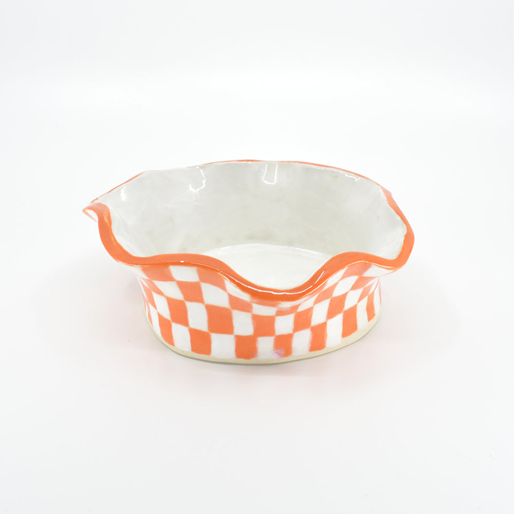 Orange & White Checkerboard Warp Bowl